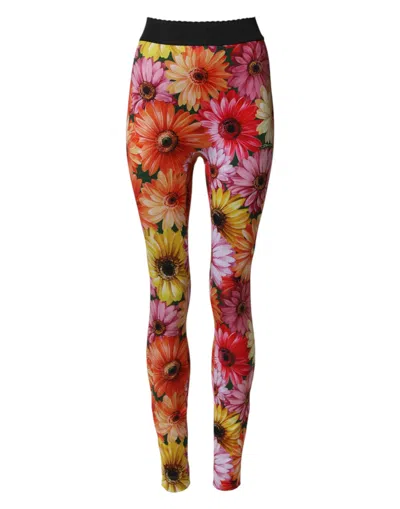 Dolce & Gabbana Multicolor Floral Leggings Stretchwaist Pants