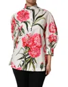 Dolce & Gabbana Multicolor Floral Long Sleeves Blouse Top In White