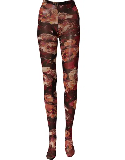 Dolce & Gabbana Multicolor Floral Nylon Tights Stockings Socks