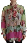Dolce & Gabbana Floral Patchwork Ascot Collar Blouse In Multi