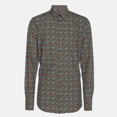 Pre-owned Dolce & Gabbana Multicolor Floral Print Cotton Long Sleeve Shirt M