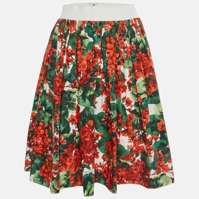 Pre-owned Dolce & Gabbana Multicolor Floral Print Cotton Short Skirt S