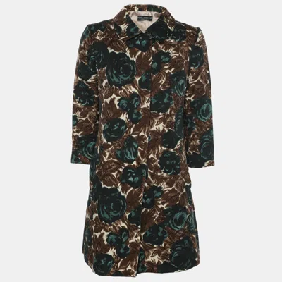 Pre-owned Dolce & Gabbana Multicolor Floral Print Cotton Trench Coat S