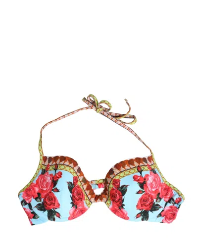 Dolce & Gabbana Floral Print Halter Bikini Top In Multi