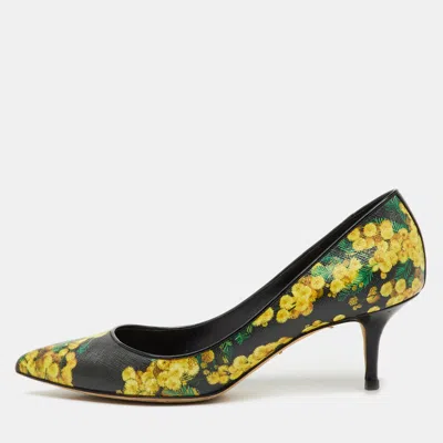 Pre-owned Dolce & Gabbana Multicolor Floral Print Patent Leather Pointed Toe Pumps Size 41