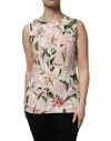 Dolce & Gabbana Pink Floral Print Sleeveless Tank Blouse Top In Multi
