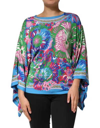 Pre-owned Dolce & Gabbana Multicolor Floral Print Silk Blouse Tunic Women's Top ()