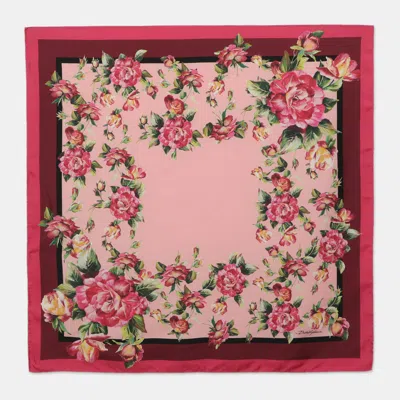 Pre-owned Dolce & Gabbana Multicolor Floral Print Silk Scarf