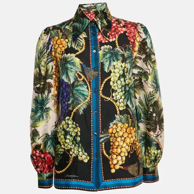 Pre-owned Dolce & Gabbana Multicolor Floral Print Silk Shirt S