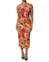 Dolce & Gabbana Multicolor Floral Print Silksheath Midi Dress In Multi