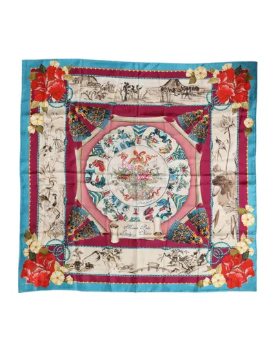 Pre-owned Dolce & Gabbana Multicolor Floral Print Square Foulard Men's Scarf ()