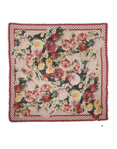 Pre-owned Dolce & Gabbana Multicolor Floral Print Square Stole 133cm X 133cm Women's Scarf ()