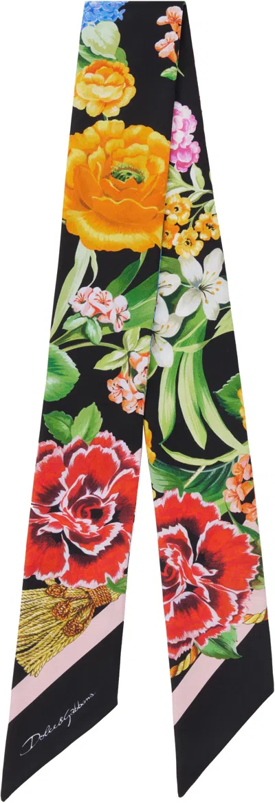 Dolce & Gabbana Multicolor Floral-print Twill Head Scarf In H45ku Mix Fiori/nero