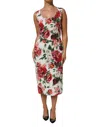 Dolce & Gabbana Multicolor Floral Print Viscose Sheath Dress In Black