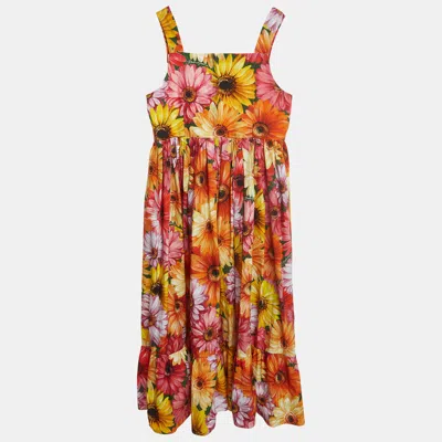Pre-owned Dolce & Gabbana Multicolor Floral Printed Cotton Poplin Dress (11-12 Yrs)