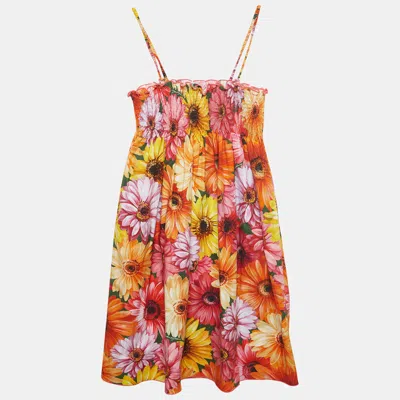 Pre-owned Dolce & Gabbana Multicolor Floral Printed Cotton Poplin Dress (11-12 Yrs)