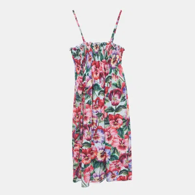 Pre-owned Dolce & Gabbana Multicolor Floral Printed Cotton Poplin Dress (11-12 Yrs)