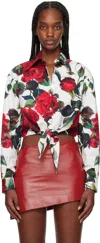 Dolce & Gabbana Cropped Tie-detailed Floral-print Cotton-poplin Shirt In Ha5kq Rosa