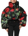 Dolce & Gabbana Multicolor Floral Puffer Coat Full Zip Jacket In Black