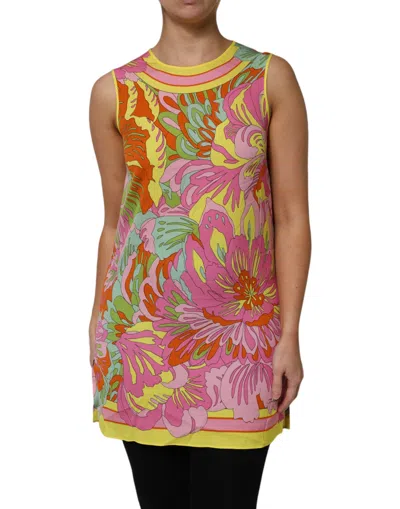 Pre-owned Dolce & Gabbana Multicolor Floral Round Neck Sleeveless Women's Top ()