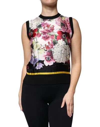 Pre-owned Dolce & Gabbana Multicolor Floral Silk Sleeveless Tank Blouse Women's Top ()