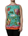 Dolce & Gabbana Multicolor Floral Silk Sleeveless Tank Top In Green