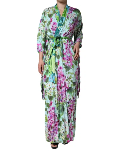 DOLCE & GABBANA DOLCE & GABBANA MULTICOLOR FLORAL SILK STRETCH WRAP WOMEN'S DRESS