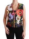 Dolce & Gabbana Multicolor Floral Sleeveless Waistcoat Top Women's Vest In Multi