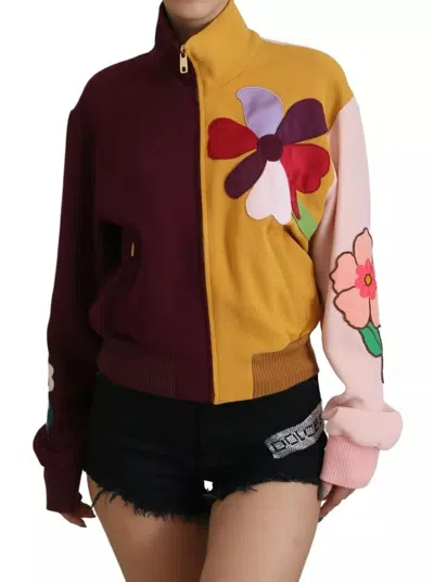 Pre-owned Dolce & Gabbana Multicolor Floral Viscose Full Zip Women's Sweater ()
