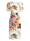 Dolce & Gabbana Midi Dress In Cretonne With A Bouquet Print In Multi