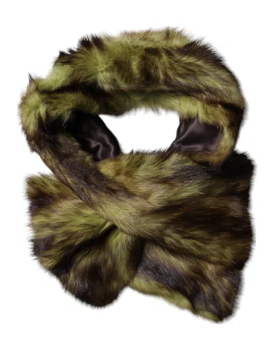 Dolce & Gabbana Multicolor Fur Shawl Neck Wrap Cover Collar Women's Scarf