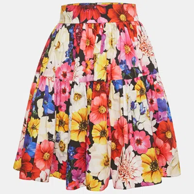 Pre-owned Dolce & Gabbana Multicolor Garden Print Cotton Mini Skirt L