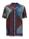 DOLCE & GABBANA MULTICOLOR GEOMETRIC PRINT SHIRT IN SILK MAN