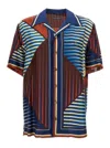 DOLCE & GABBANA MULTICOLOR GEOMETRIC PRINT SHIRT IN SILK MAN