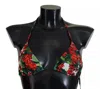 Dolce & Gabbana Multicolor Geranium Halter Beachwear Bikini Women's Top In Multicolor