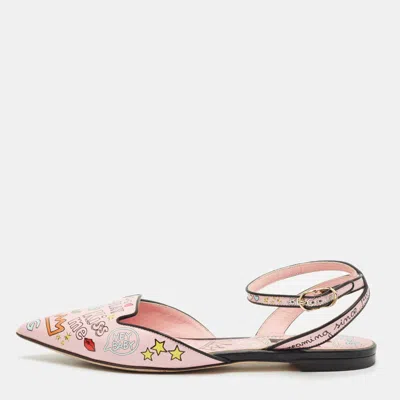 Pre-owned Dolce & Gabbana Multicolor Graffiti Leather Flat Sandals Size 36.5