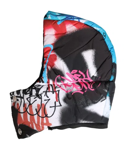 Dolce & Gabbana Multicolor Graffiti Whole Head Wrap Capello Hat In Black