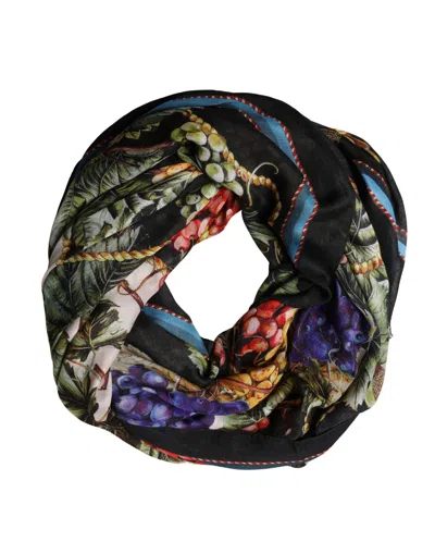 Dolce & Gabbana Multicolor Grapes Print Wrap Shawl 196cm X 134cm  Women's Scarf