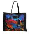 Dolce & Gabbana Multicolor Graphic Printed Top Handle Shopping Tote Bag In Black