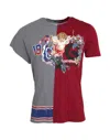 Dolce & Gabbana Red Gray Two Model Dg Angel Crewneck  T-shirt In Multicolor