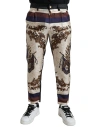 Dolce & Gabbana Multicolor Heraldic Skinny Men Pants In Multicolor