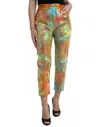 DOLCE & GABBANA MULTICOLOR HIGH WAIST CROPPED PANTS