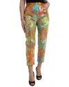 Dolce & Gabbana Multicolor High Waist Cropped Pants In Maroon