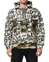 Dolce & Gabbana All-over Logo Hooded Sweatshirt With Camo Pockets In Multi