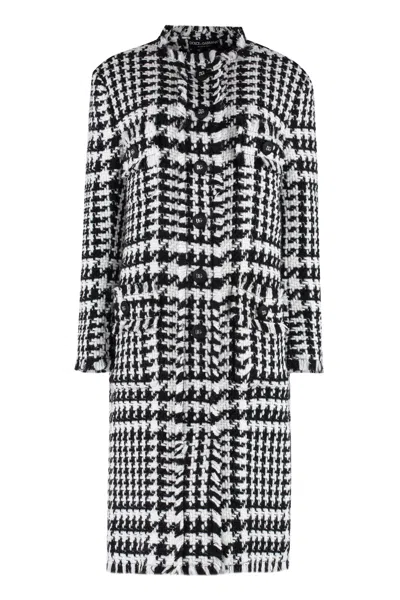 Dolce & Gabbana Multicolor Houndstooth Jacket With Logo Detail Buttons And Animal Print Lining For Women