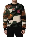 Dolce & Gabbana Multicolor Intarsia-knit Camouflage Pullover Sweater In Multi