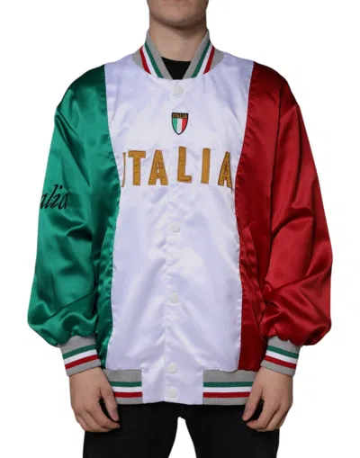 DOLCE & GABBANA MULTICOLOR ITALIA BUTTON DOWN BOMBER JACKET