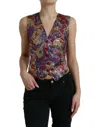 DOLCE & GABBANA DOLCE & GABBANA MULTICOLOR FLORAL PRINT JACQUARD WAISTCOAT WOMEN'S VEST