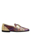 Dolce & Gabbana Multicolor Jacquard Gold Dg Logo Loafer Shoes In Multi
