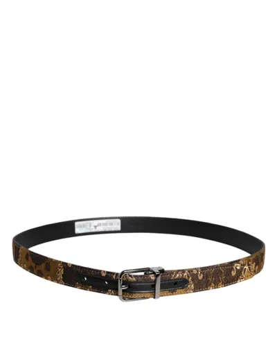Pre-owned Dolce & Gabbana Multicolor Jacquard Leather Logo Buckle Men's Belt ()